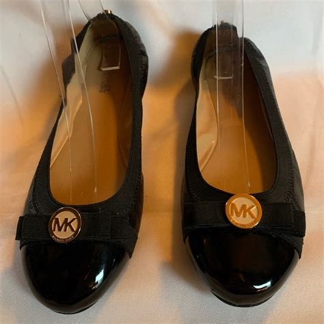 michael kors dixie ballet flats black leather gold|Michael kors ballet flats + FREE SHIPPING .